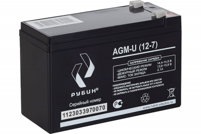 Аккумуляторная батарея Рубин 12V 7Ah AGM (2.05kg)